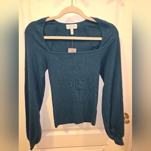 NWT Blue Square Neck Sweater Small